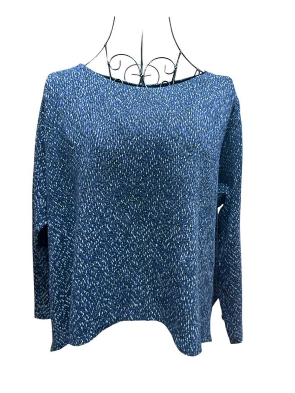 Spirithouse Blue Marled Knit Boatneck Sweater Top - Women Large